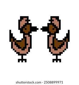 two ducks facing each other in pixel style