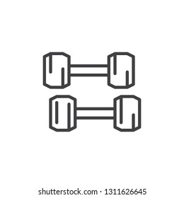 Two Dumbbell line icon. linear style sign for mobile concept and web design. Fitness barbell outline vector icon. Sport symbol, logo illustration. Pixel perfect vector graphics