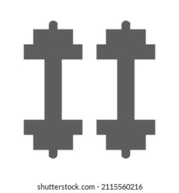 Two dumbbell silhouette icons. Vector