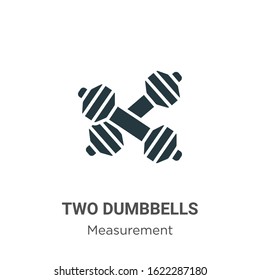 Two dumbbells glyph icon vector on white background. Flat vector two dumbbells icon symbol sign from modern measurement collection for mobile concept and web apps design.