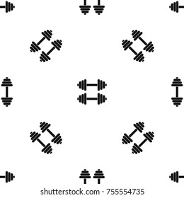 Two dumbbells pattern repeat seamless in black color for any design. Vector geometric illustration