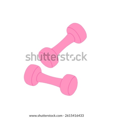 Two dumbbells for sport exercise. Equipment for strength training. Home workout tool. Hand drawn colored vector illustration isolated on white background. Flat cartoon style.