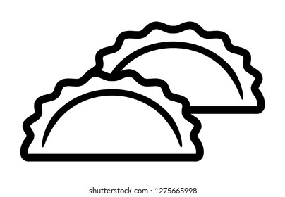 Two dumplings, potstickers or jiaozi line art vector icon for food apps and websites