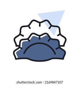 Two dumplings, potstickers or jiaozi vector icon. Fast food sign. Graph symbol for cooking web site and apps design, logo, app, UI