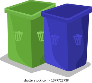 Dos papeleras , ilustración, vector sobre fondo blanco.