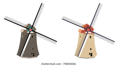 Two Dutch windmill