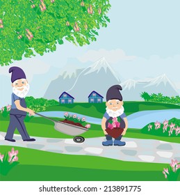 two dwarfs gardeners