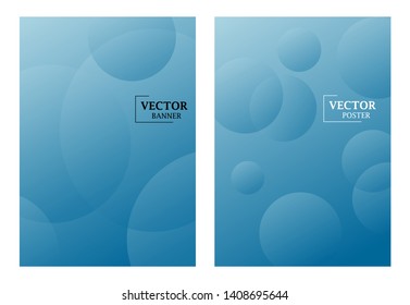 Two dynamic template in blue colors with gradient effect. Pattern with circles. Art can be used for brochure, flyers, packing, cover design. 
