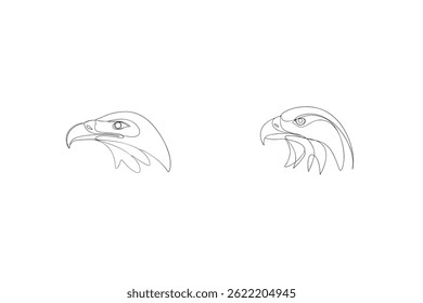 Two Eagles Heads Outlines Elegant Line Art Design On White Background