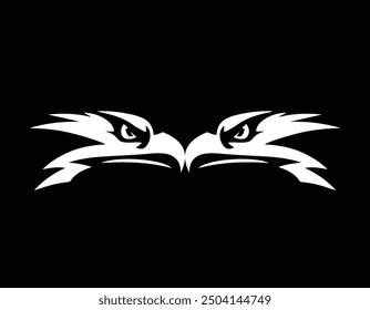 two eagles logo. black and white eagle head. flat design style. suitable for games, top ups, shops, brands. vector design template