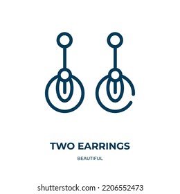 Two earrings icon. Linear vector illustration from beautiful collection. Outline two earrings icon vector. Thin line symbol for use on web and mobile apps, logo, print media.