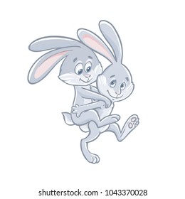 Two easter bunny friends go for a walk