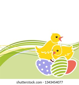 Two Easter Chickens. Wishes card