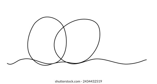 Two Easter eggs in line art style, outline for colouring book, vector