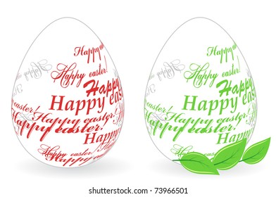 Two easter eggs made of "Happy easter" phrase