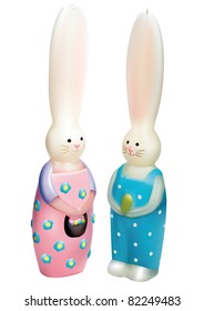 Two easter rabbits candle