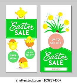 Two Easter sale banners. Vector illustration.
