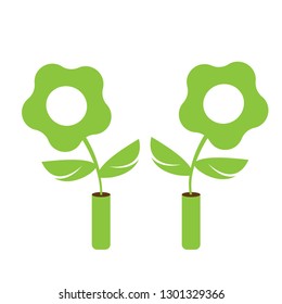 two eco green flowers in the bottle
