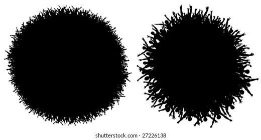 Two editable vector silhouettes of circular crowds
