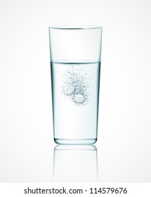 Two effervescent tablets in glass of water. Eps 10