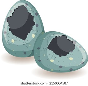 Two eggs with big cracks illustration