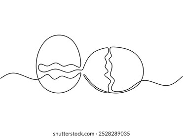 Two eggs continuous line drawing. Food and easter concept. Vector illustration minimalist isolated on white background.