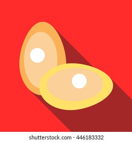 Two eggs icon in flat style on a red background