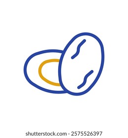 Two eggs with navy blue and gold colors
