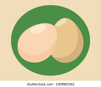 The two eggs on green background