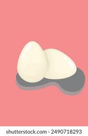 Two eggs on a tray and pink background