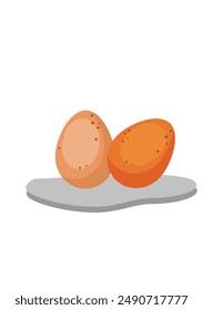 Two eggs on a white background