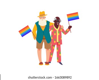 Menschen, die eine riesige LGBT-Regenbogenflagge tragen. Lesbischer Schwulenschwanz Jährlich gefeiert. LGBT-Flagge. Rainbow-Liebeskonzept. Menschenrechte und Toleranz. Poster, Karte, Banner und Hintergrund. 