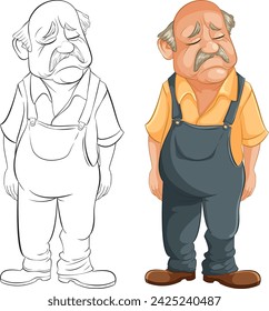Two elderly men looking sad and exhausted.