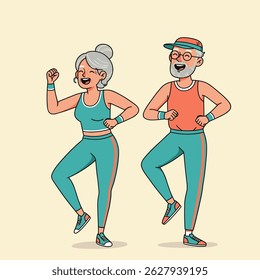 
Two elderly people are dancing.