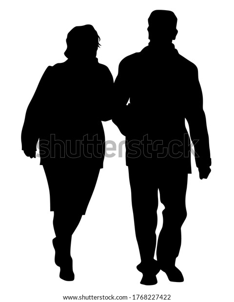 Two Elderly People Walking Along Street Stock Vector (Royalty Free ...