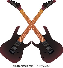 Two electric guitars cross necks