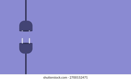 Zwei elektrische Stecker auf einfarbigem violettem Hintergrund