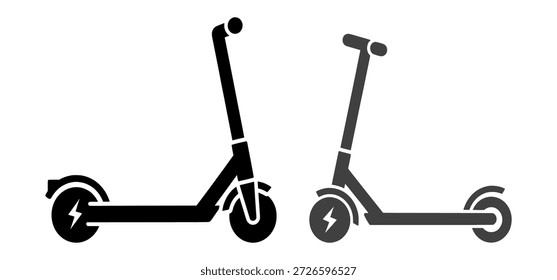 Dos scooters eléctricos en diferentes tonos de gris, uno al lado del otro, sobre un fondo blanco.