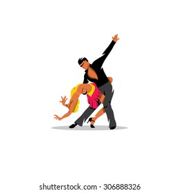 Two elegance tango dancers sign. Vector Illustration. Branding Identity Corporate logo design template Isolated on a white background