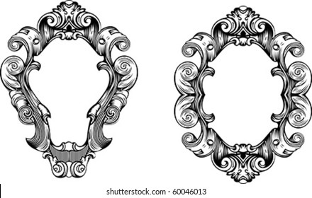 Two Elegant Baroque Ornate Curves Engraving Frames