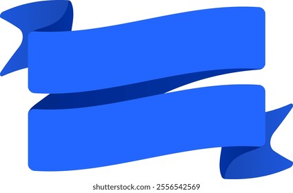 Two elegant blue ribbons gracefully waving, evoking a sense of celebration and achievement, symbolize victory and success in a modern and stylish design