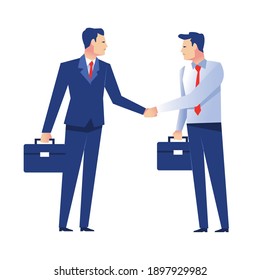 two elegant businessmen workers with portfolio characters vector illustration design