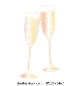 Two elegant crystal glasses of champagne vector image.