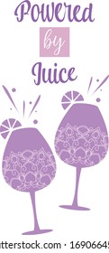 Two elegant dark orchid color glasses with amarula and wine for party. Vector