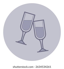 Dois elegantes copos de bebida espumante levantados juntos na torrada. Conceito de celebrações