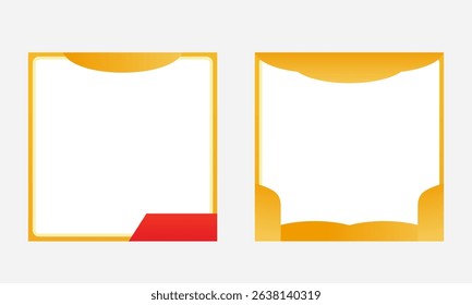 two elegant gold border frames with warm red accents, designed with clean white inner spaces. These versatile frames are perfect for photo booth memories, product showcases in e-commerce