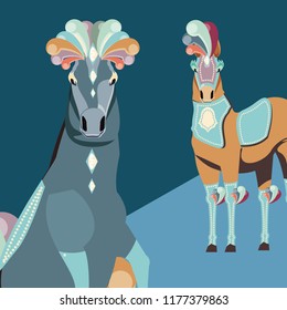 two elegant horses animals carnival circus