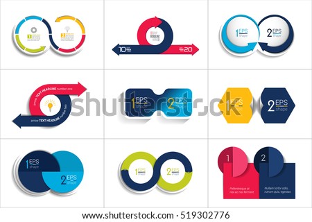 Two elements banner. 2 steps design, chart, infographic, step by step number option, layout.