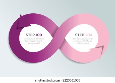 Esquema de dos elementos, diagrama. Plantilla de dúo infográfico. Banderas de varios colores.