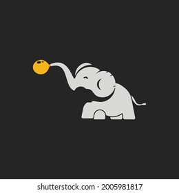 Two Elephant and Balloon Logo design vector illustration
